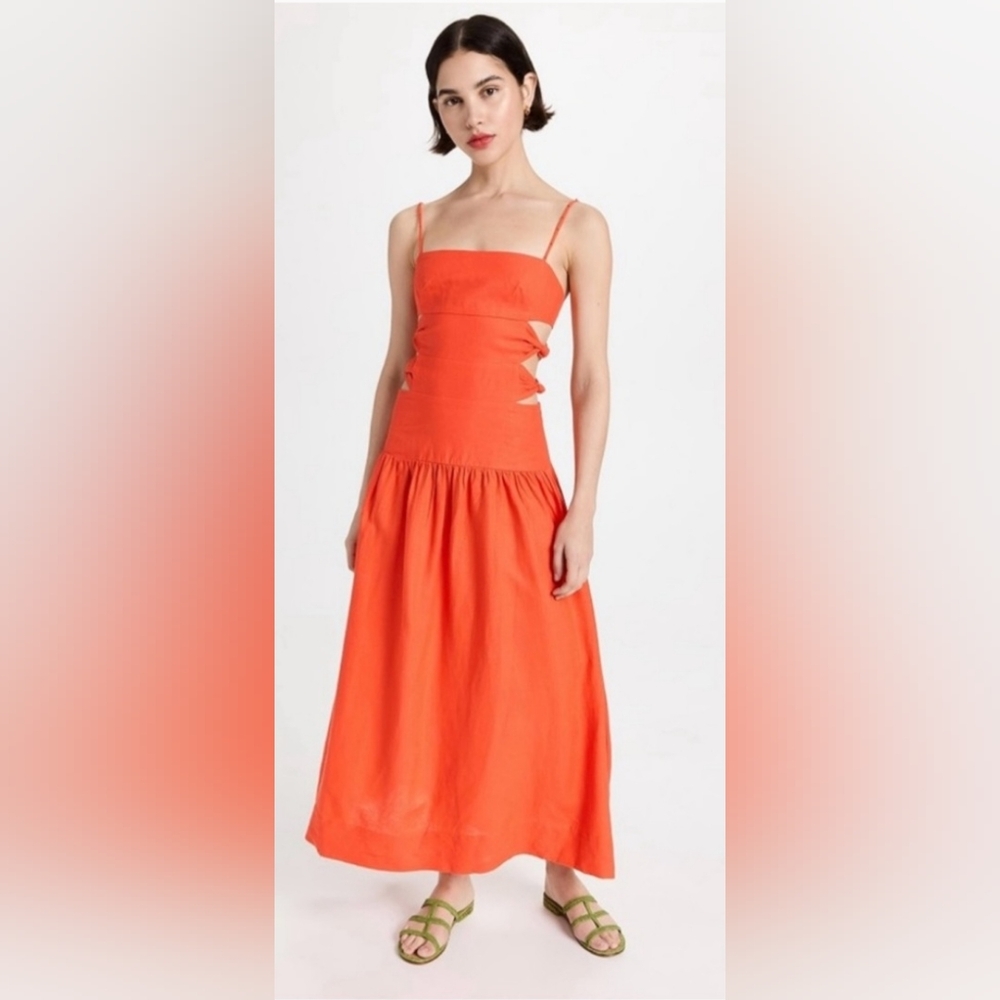 Farm Rio Dark Orange Cut Out Midi Dress XXS